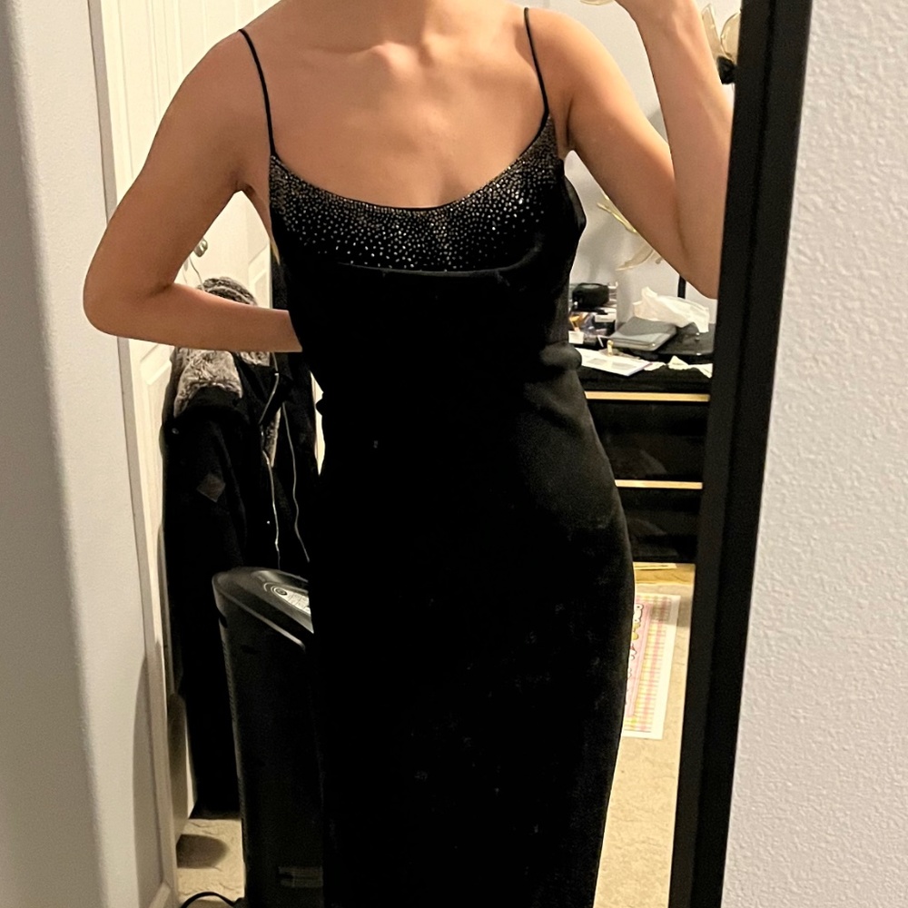 Cache formal black dress with beaded details